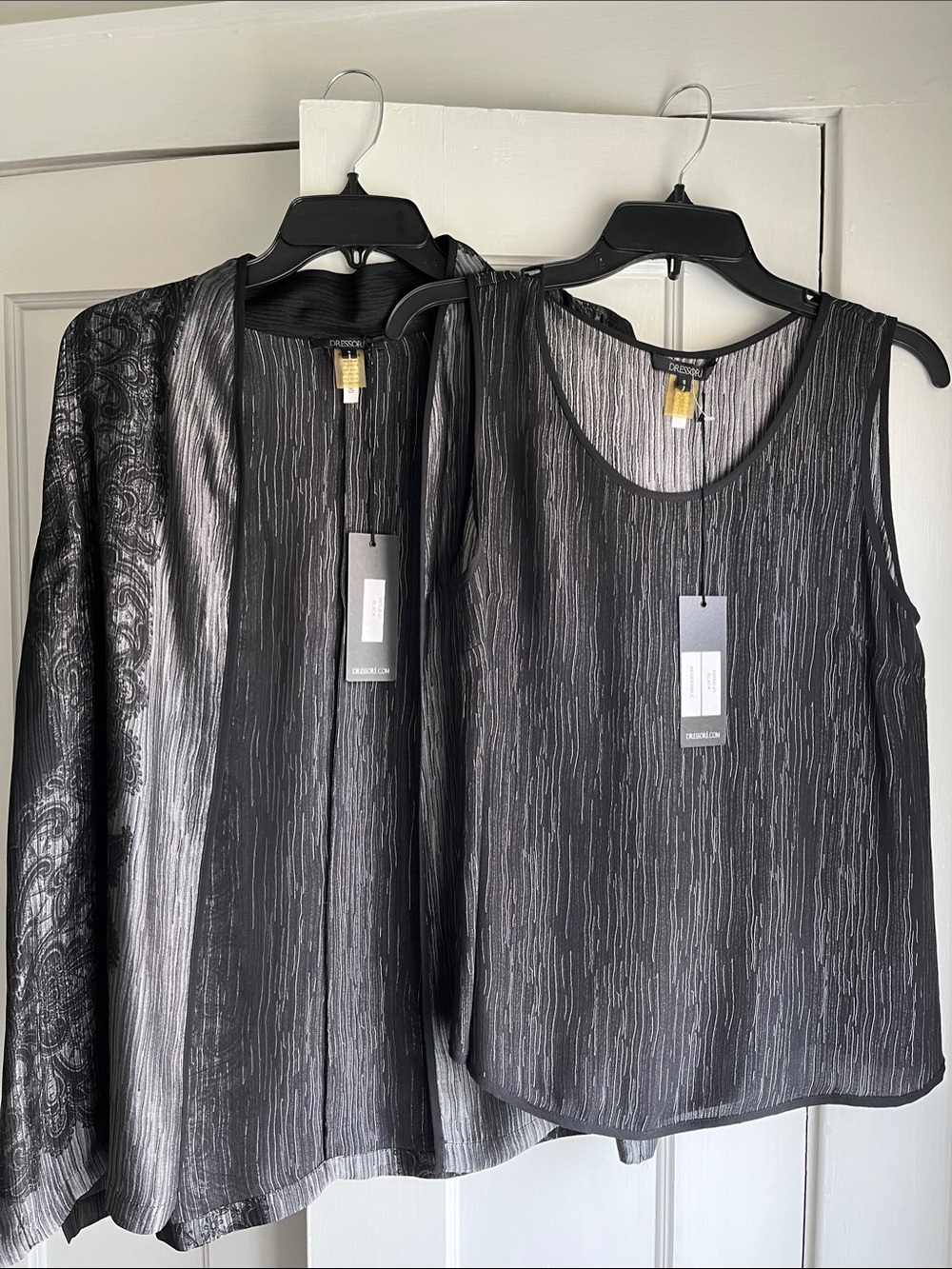 Dressori NWTBlack Textured Tank Top & Open 2-Piece Cardigan Set